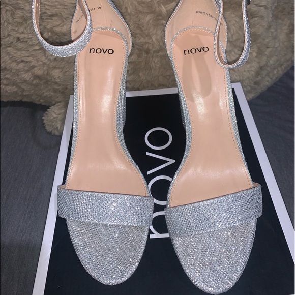 Novo Shoes PartySmith Silver High Heels, Size 10W - Picture 3 of 6